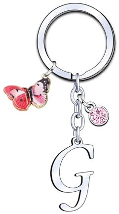 KJKJKJ lettre Initiale Porte-clés Cadeau Femme Homme,Argent A-Z 26 lettre initiale Pendentif Porte-clés de Noël Cadeau,Amie Cadeau Maman Sœurs Amie Collègue Marraine Mamie Idée Cadeau (G)