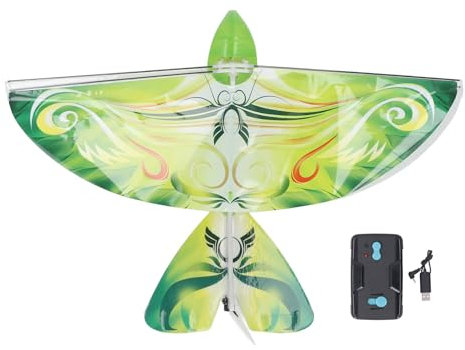 BSTCAR Fliegender RC Vogel Spielzeug Fernbedienung Flügelschlag Vogel 2.4GHz USB Aufladen LED Fliegender RC Vogel Fliegen Spielzeug für Kinder Drinnen und Draußen (Grün)