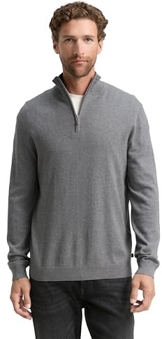 Tom Tailor Herren 1048018 Troyer Strickpullover mit Kaschmir-Anteil (1er Pack)