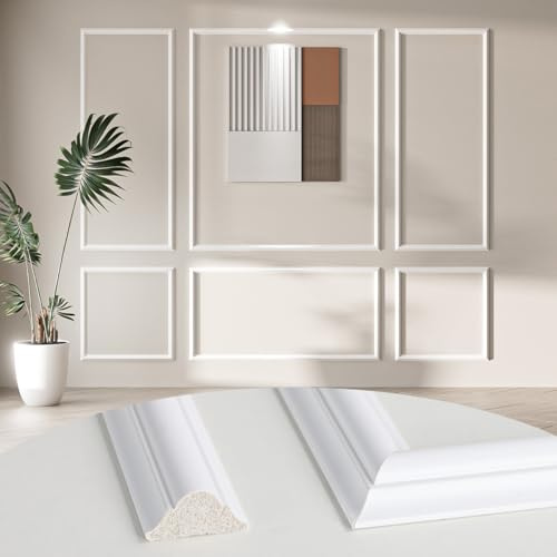 Arthome Pre-Cut Wall Molding Kit of 6 Frames,Premade Wall Panels for Interior Wall Decor,Picture Frame Moulding,Panneau Mural Decoratif for Living Room Bedroom, Installed with Glue