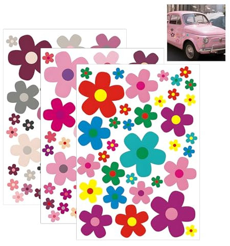 Aufkleber Set Blumen 105 Blümchen, Wasserfeste Sommer Blumen Auto Sticker Outdoor Lustige Mehrfarbig Bunt Fahrzeugaufkleber für Koffer Fahrrad Laptop Roller Küche Motorrad Handy Notizbuch