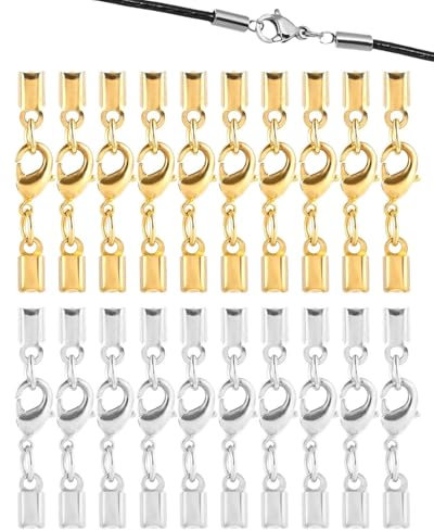 TPZORJX 20 Pezzi Fermagli Bracciale in Acciaio Inox,Chiusura a Moschettone,Connettore a Maglie di Catena per Collane,Bracciali,DIY Gioielli Fai(Oro,Argento)