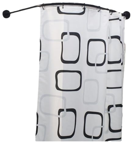 Peakjune L Forme Tringle à Rideau De Douche,Barre Rideau Douche Inoxydable,d'angle IncurvéE De Salle De Bain Rail Tige,Tringle Douche Angle,Tringle Rideau Angle,Antirouille,pour Bain