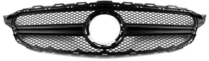 YSQOJF Kühler Racing Grill Kühlergrill Für Mercedes Für Benz W205 C Klasse 2019-2021 C200 C250 C300 C43 Für AMG Stoßstange haube Mesh Grid Grill(Schwarz)