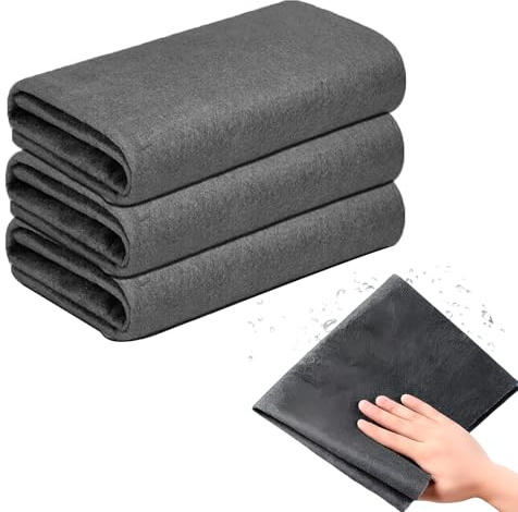 HEIZHU 3 Pcs Cleaning Cloths Glass Cloth, Reusable Window Cloths Streak-Free Microfiber Cloth for Home, Kitchen, Window, Mirror 30 x 40 cm