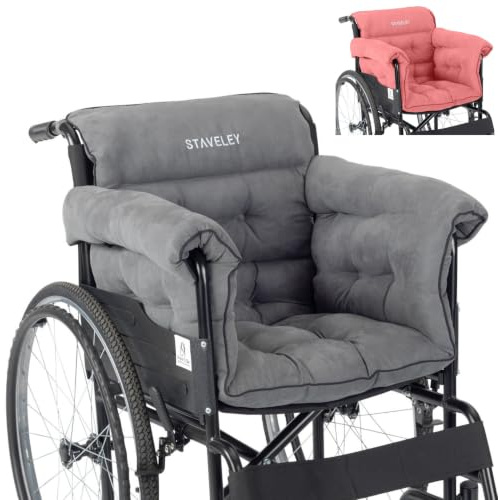 Staveley Wheelchair Full Cushion – Extra Thick Padded Seat Cushion, Back & Armrest Wheelchair Cushion | Helps Keep You Warm & Comfortable | Fits Transit & Self-Propelled Wheelchairs