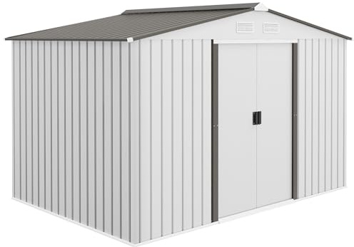 Outsunny Caseta de Jardín Exterior 4,9 m² 277x195x192 cm Plata