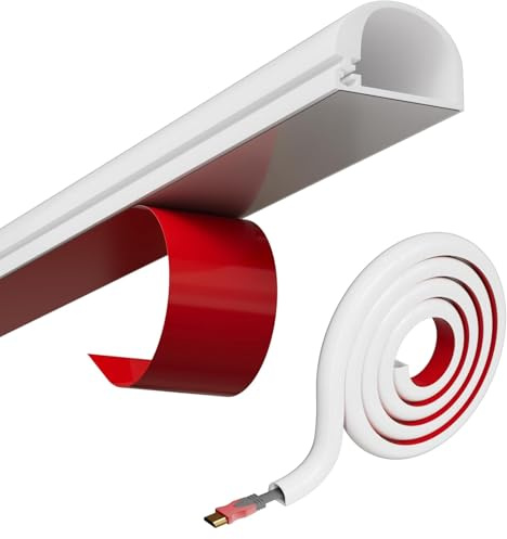 Mini Self-Adhesive Cable Trunking – White No-Drill Wall Wire Concealer for Single TV & Power Cables (1M)