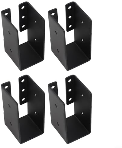 Hosrivae Balkenaufhänger aus Holz zu Timber für 5,1 x 10,2 cm Balken, Q235, Eckwinkel aus Eisen für Pavillons, Decks und Gartenstrukturen, Schwarz, 4 Stück