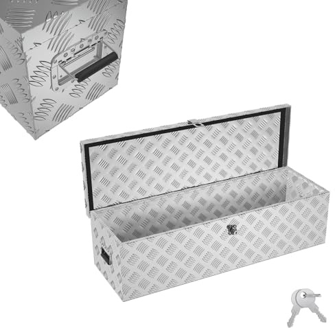 YZNAHRE 38 Liter Aluminium Werkzeugkoffer Alubox Transportbox Werkzeugkiste Werkzeugbox Abschließbar Anhängerbox Truckbox Deichselbox Silber