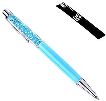 Qualität Kugelschreiber mit Swarovski-Kristallen, inklusive 1 Minen und Stifttasche - HELLBLAU