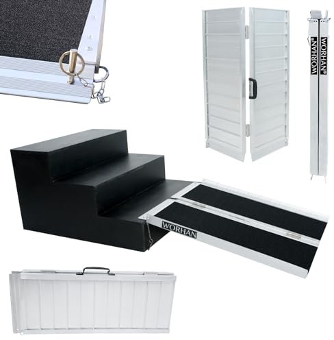 Grip WORHAN® Rollstuhl Rampe klappbar 272kg faltbar Mobil Aluminium rutschfeste Rollstuhlrampe Große Auswahl 91.5cm R3J