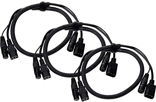 Pronomic 3er Set Stage Hybridkabel IECD-1 DMX - Länge 1 m - Kombi-Kabel für Stromversorgung und DMX-Signal - XLR 3-polig - schwarz