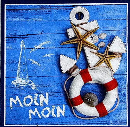 osters muschel-sammler-shop Servietten/Zellstoffservietten/Maritime Muster-Motiv / 33x33cm / 20 Stück-Packung (Moin Moin)
