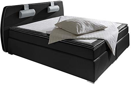 Atlantic Home Collection Boxspringbett REX, 180 x 200 cm, inklusive Topper (Härtegrad H2) und Nackenkissen, schwarz