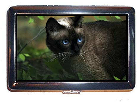 YENDOSTEEN Stainless steel Cigarette Case,Blue Eyes plant cat Cash Holder Case Box 0323