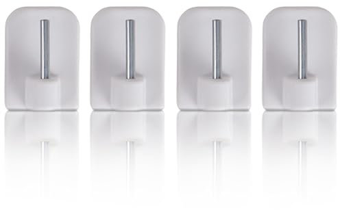 Bestlivings 4 Stück Weiße Selbstklebende Haken für Vitragestangen, Gardinenstangen, Vorhangstangen, Bistrostangen