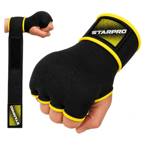 Starpro Guantes Interiors Boxeo Envolturas - Elástico Acolchado Cinta Vendas Bueno para MMA Artes Marciales Muay Thai Lucha Puñetazos Entrenamiento Gimnasio | Ejercicio Mano Muñeca Vendaje