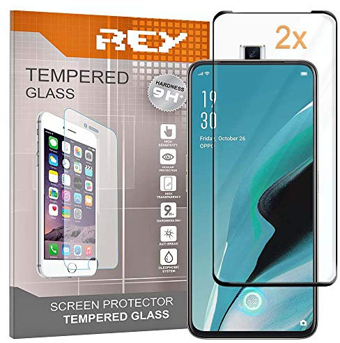 2X Protector de Pantalla 3D para OPPO Reno 2Z - OPPO Reno 2F, Negro, Protección Completa, 3D / 4D / 5D