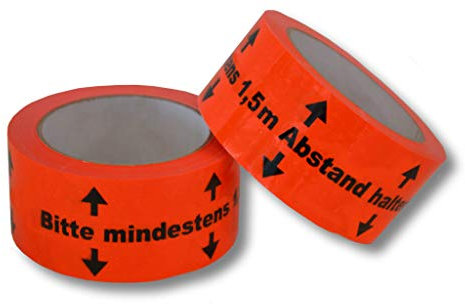 dm-folien gmbh 1 Rolle = 66m Bodenmarkierungsband (Bitte mindestens 1,5m Abstand halten) Warnband/Warnklebeband - Orange