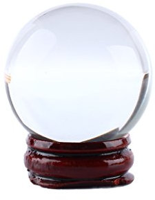 Oumefar Kristallkugel mit Holzständer 40mm klare Kristallkugel Feng Shui Kristall Display Kugel Ornamente für Meditationsheilung