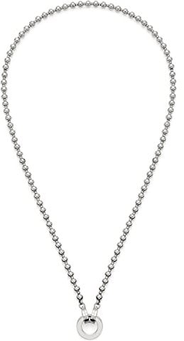 Leonardo Nohra Clip&Mix Halskett aus Edelstahl 1 Stück, kurze schlichte Kugel-Kette mit Edelstahlring-Anhänger silberfarben, Damenschmuck, 019662