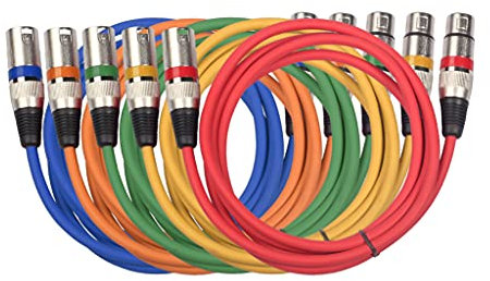 SAMPOW XLR Male to Female Microphone Cable Audio Mic Extension Cable Colored Snake Cables (1m, Multicolor 5-Pack)