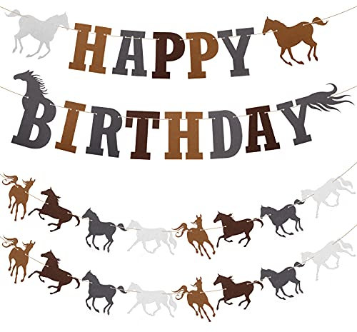 Gukasxi Pferd Geburtstag Girlande Banner, Filz Party Dekorationen, Alles Gute Zum Geburtstag Banner, Pferderennen Dekorationen Für Hochzeitsparty, Kinder Party Supplies