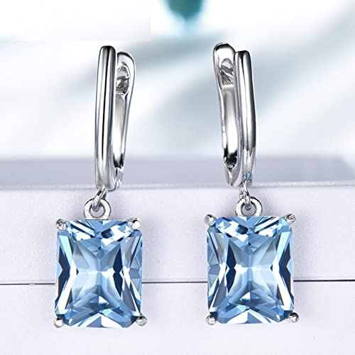 LOKILOKI Elegante 925 Silber Nano Sky Blue Topas Frauen Ohrringe Für Jubiläumsparty Geschenke Edlen Schmuck Dekorationen