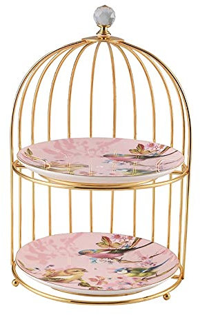 SMSOM 2 Stufe Servierständer, Nachmittagstecknachtischständer mit 2 Porzellan-Servierschalen for Fruchtdessert-Präsentationsparty-Display-Set