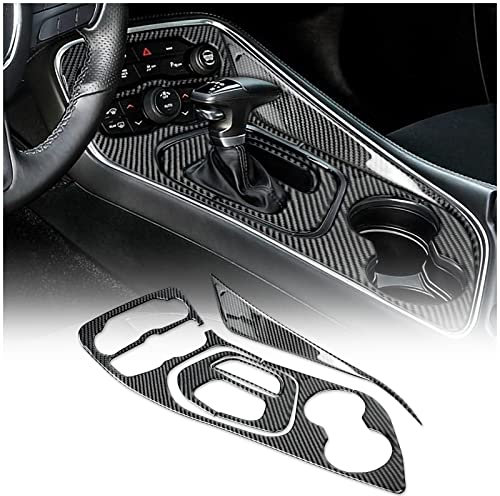 KUNGKIC 4 Stück Auto-Mittelkonsole Schalttafel Getrieberahmen Aufkleber Kohlefaser Zubehör Schalthebel Innenraum Dekorative Kompatibel mit Dodge Challenger 2015 2016 2017 2018 2019 2020 zubehör