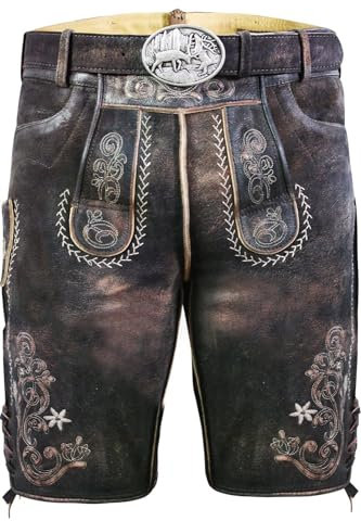 Edelnice Trachtenmode hochwertige Kurze Trachtenlederhose aus Ziegenleder Alex Gr. 64