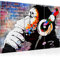 Runa Art Wandbilder Affe mit Kopfhörer Bild XXL Loft Wohnzimmer Bunt Street Art Graffiti 120 x 80 cm 3 Teilig 042531c