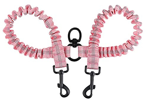 BAOBOTE Pet Double Dog Leash, Shock Absorbing Reflective Bungee Lead