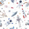 decomonkey Fototapete selbstklebend Kinder Kinderzimmer Tapetenrolle 10 m Tapete Vliestapete Deko Panel Modern Design Wanddeko Wandtapete | Beige Kosmos Abstrakt Robot Rakete