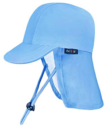 weVSwe Baby Sonnenhut UV mit Riemen Kleinkind Schwimmhut Nackenschutz String Wasserdicht für den Sommer Blauer 2-3 Jahre