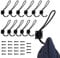 BELLE VOUS 12er Pack Haken Schwarz Kleiderhaken Wand-Montage - Robuste Garderobenhaken Schwarz mit Schrauben für Alle Eingangsbereiche & Räume - Für Kleidung, Mäntel, Hüte, Schals & Handtücher