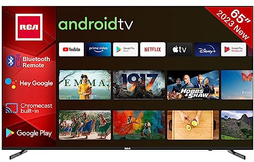 RCA RS65U2 Android Smart TV 65 Pouces (165cm) Téléviseur 4K avec Dolby, HDR, Google Assistant, Chromecast, Netflix, Prime Video, Disney+, Play Store, télécommande BT, WiFi, Triple Tuner