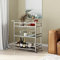 Silberne Barwagen mit 3 Etagen Glasregalen, Rolling Serving Bar Cart mit Weinregal und Glashalter, Home Bar Carts & Weinwagen auf Rollen für Küche, Indoor & Outdoor