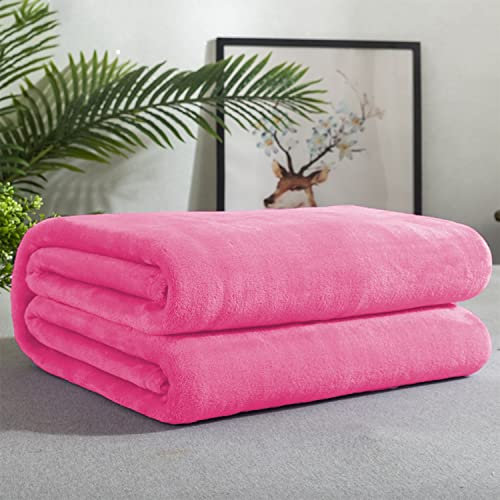 GREATOYAR Manta de Franela para Sofá, Manta de Franela para Cama, Manta para Mascotas, Mantas Ligeras, Extra Cálido, Sobrecama, Caliente, Transpirable para Invierno, Color Fucsia, 130X160cm