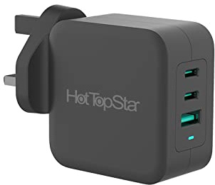 HotTopStar 100W USB C Charger, Compact GaN Fast Charger for MacBook Pro/Air,3-Port USB C & A, Laptops Power Adapter Compatible for iPhone 17 16/Pro, Dell XPS, Lenovo Thinkpad, iPad Mini/Pro-Black