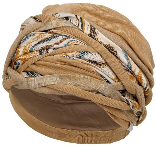 Boho Spirit Women's Scarlett Turban, Toffee & Caramel Mix, One Size