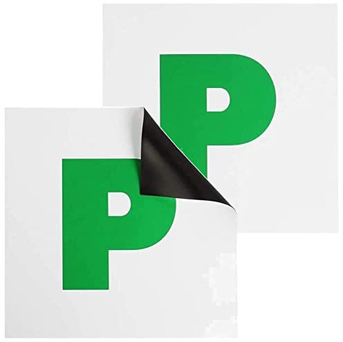 fiXte 2 x Magnetic Vehicle Green P Pass Plates PVC Plastic Car Lorry Motorbike Easy to Attach and Remove Just Passed New Driver