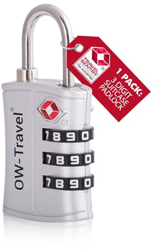 OW-Travel Zahlenschloss ABS 3 Stellig Kofferschloss Vorhängeschloss Gepäckschloss Sicherheitsschloss Diebstahl Sicheres Lock TSA Schloss Zahlencode für Reisekoffer Spind Rucksack Luggage:1 Silber