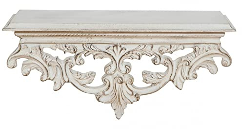 Biscottini Shabby Chic Wandregal 48 x 18 x 22 cm Made in Italy | Weißes Wandregal aus Holz | Shabby Chic Wandregale für Handwerk