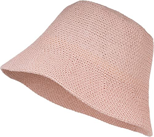 styleBREAKER Damen Papierstroh Sonnenhut | Faltbarer Fischerhut | Leichter Bucket Hat mit Schweißband | Sommerhut mit Krempe als Sonnenschutz für Outdoor Strand Freizeit, Rose