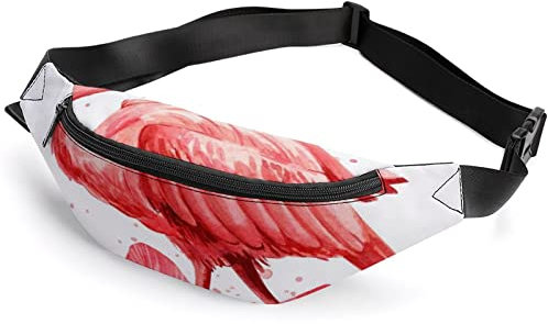 Federn und rosa Flamingo Bauchtasche, Erwachsene Kinder Sport Hüfttasche für Männer und Frauen, Federn und rosa Flamingo, Einheitsgröße