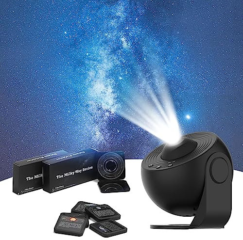 LED Sternenhimmel Projektor, Globus Umgebungslicht Drehung Galaxy Planetarium Nachtlicht Planeten, mit 12 Pcs Hochauflösend 4K Film, Room Decoration Aesthetic für Kinder Erwachsene (Schwarz)