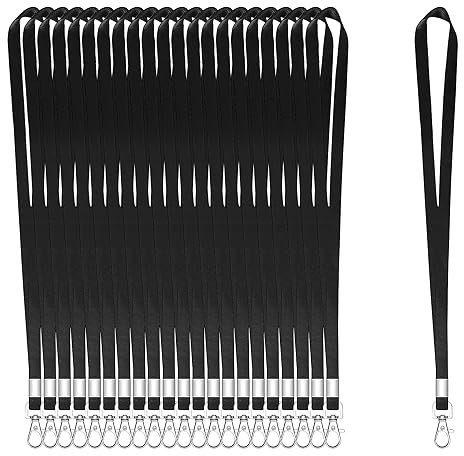 XHDA Lot de 100 Cordons Noirs Pour Tour de cou, Cordons Pour Badge D'identité, Cordons avec Crochet Pivotant en Métal Pour Porte-Carte D'identité