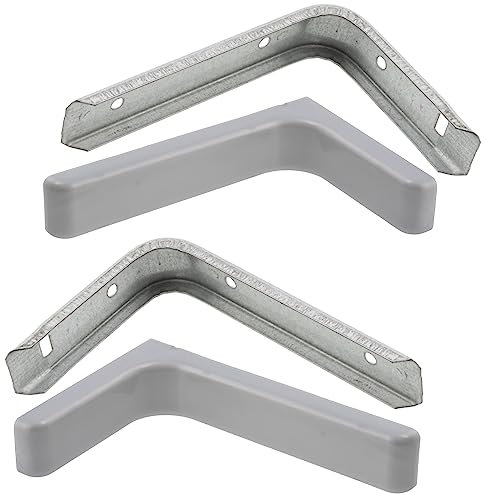 AERZETIX - C41722 - Lot de 2 Supports équerres consoles d'étagère tablette à angle droit 110x75x22 mm avec cache en plastique 118x77x25 mm pour fixation murale - en acier - couleur blanc